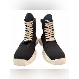 Rick Owens DRKSHDW Style Abstract High-Top Canvas Sneakers - Black/Milk